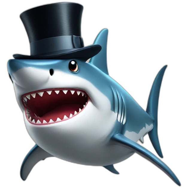 Shark with a top hat emoji