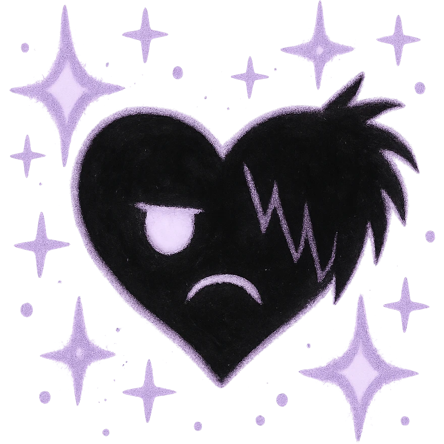 emo heart with pastel purple sparkles emoji
