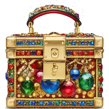 Dolce and Gabbana small box bag with colourful ornament and golden detais  emoji