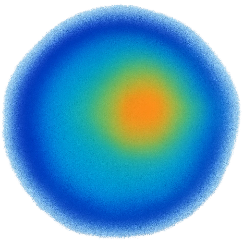 A circle in emoji style with a thermal camera effect, blue color emoji
