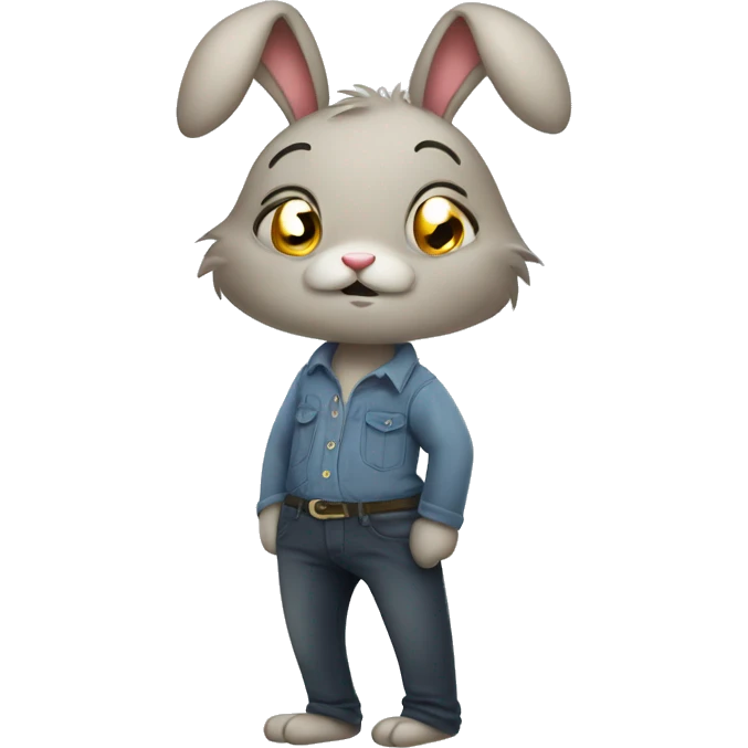 an anxious rabbit in pants half body  emoji