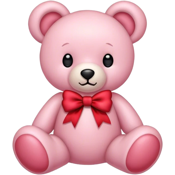 Light Pink teddy bear with red bow emoji