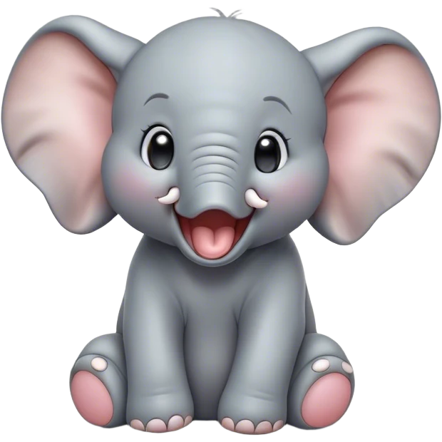 Cinematic Cute Yawning Baby Elephant Portrait Emoji, Head tilted slightly with a dramatic, wide-open yawn, showcasing a soft, downy gray hide with oversized drooping ears, round eyes barely open in drowsy contentment, Simplified yet irresistibly adorable features, highly detailed, glowing with a soft, cozy glow, high shine, relaxed yet expressive, stylized with a touch of gentle whimsy, bright and endearing, soft glowing outline, capturing the essence of a sleepy yet affectionate baby elephant, so drowsy it feels like it could stretch out of the screen and curl up for a nap! emoji
