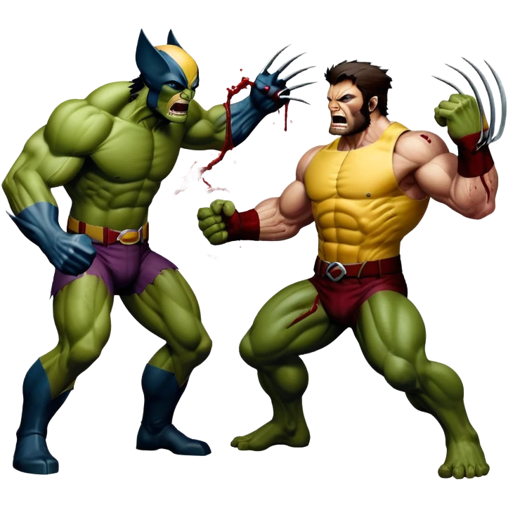 Wolverine fighting hulk blood emoji