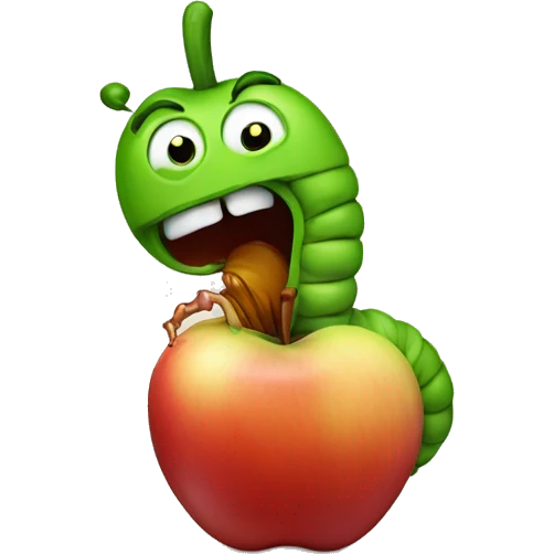 Worm coming out of apple emoji