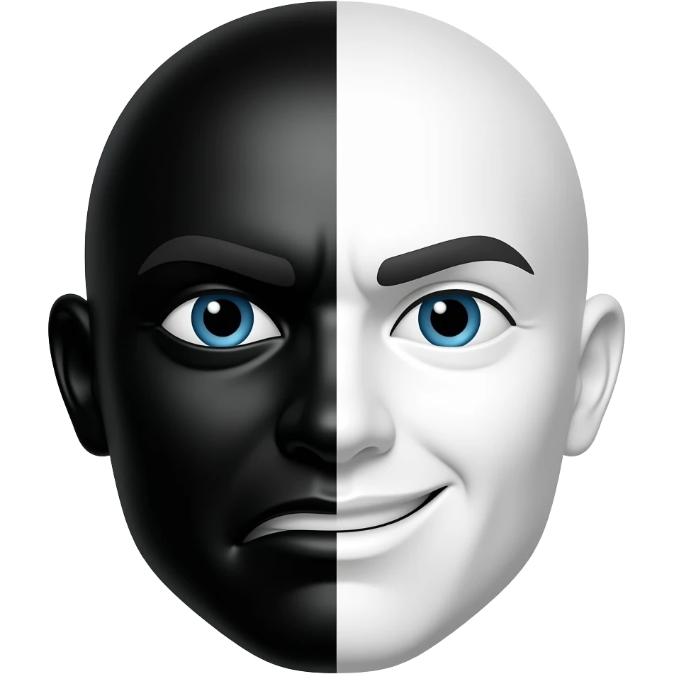 Черное и белое, хорошее и плохое изобрази в одном эмоджи emoji