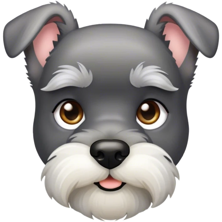 Cinematic Noble Miniature Schnauzer Portrait Emoji, Standing with a proud and stately demeanor, showcasing a sharply defined, salt-and-pepper fur with distinguished eyebrows and a confident, alert expression, simplified yet exquisitely detailed, glowing with a refined, dignified radiance, high shine, exuding intelligence and classic noble charm, soft glowing outline, capturing the essence of a noble Miniature Schnauzer that commands attention with effortless style! emoji