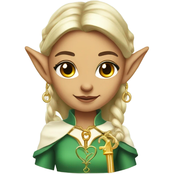 an elf woman login holding a big key emoji