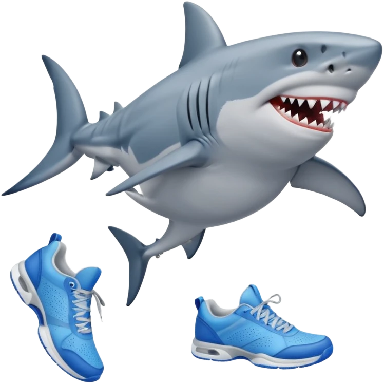 Un tiburón de 4 patas que lleve tenis azules emoji