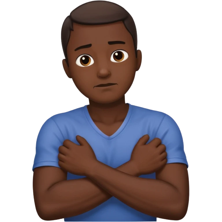 Man strangling  Himself with arms crossed over and grabbing neck tightly emoji