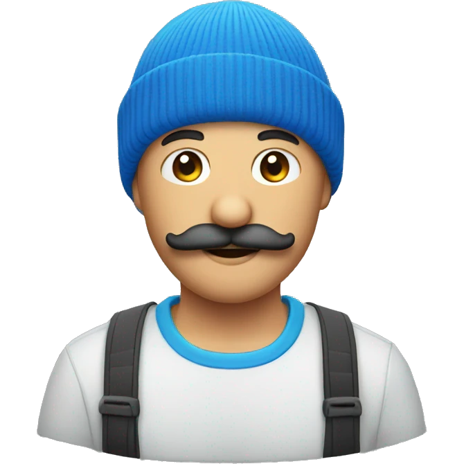blue beanie man with moustache emoji