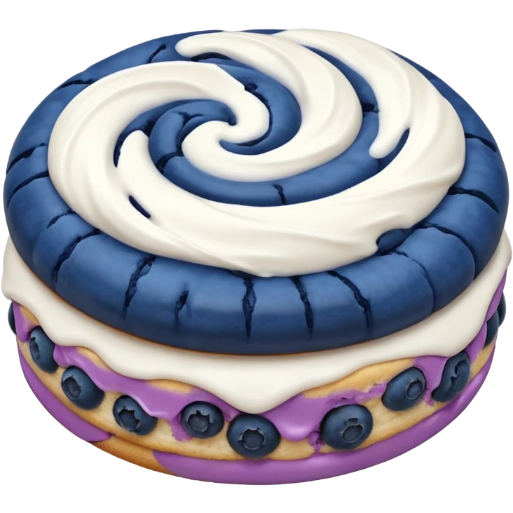 2 blueberry biscuits with white icing swirl on top emoji