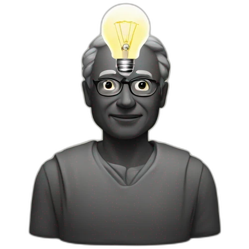 a wise man and a lightbulb emoji