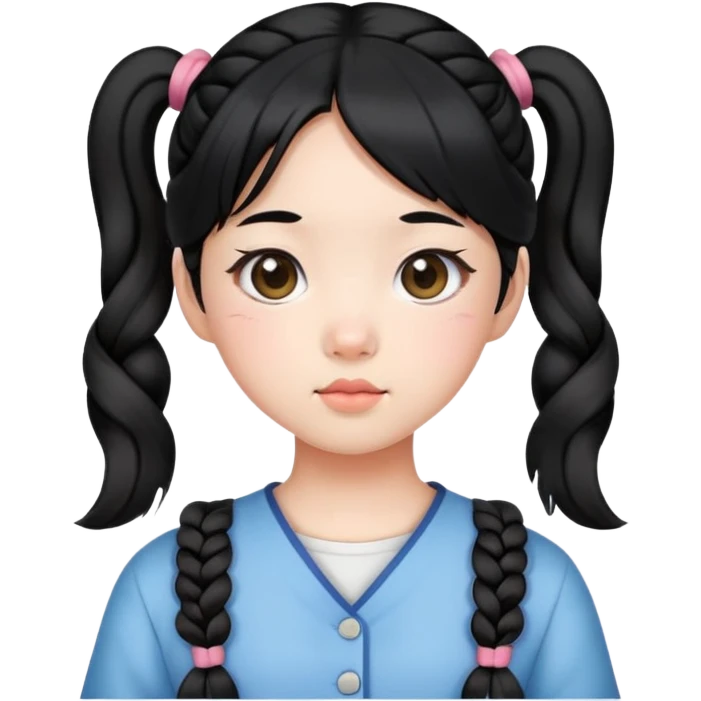 Make a Korean girl with cute pigtails and black hair emoji