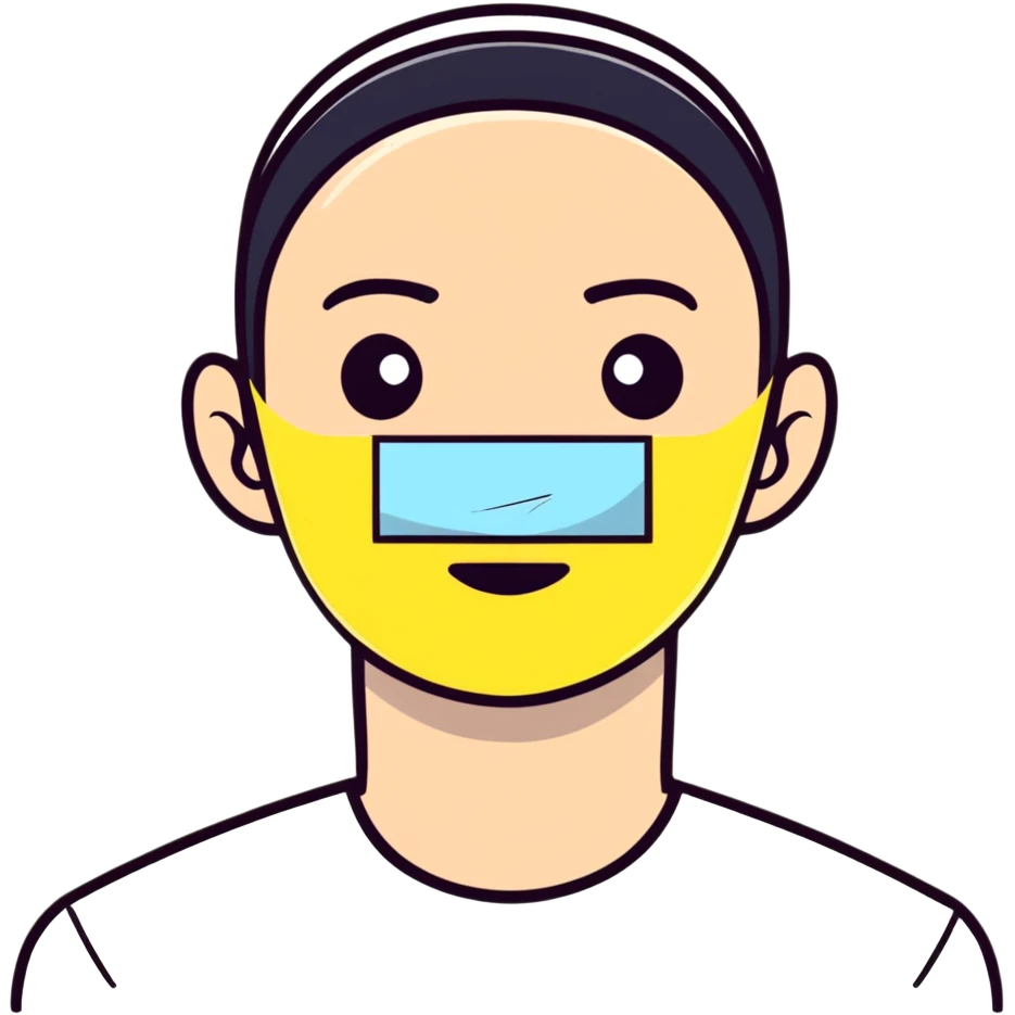 cartoon face with tape over the mouth emoji