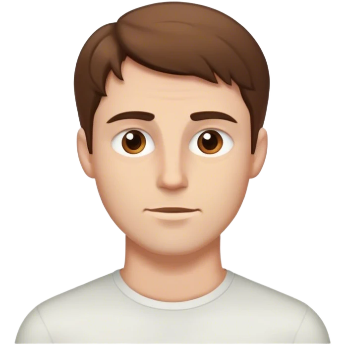 White man with brown hair and squinty eyes short jawline emoji