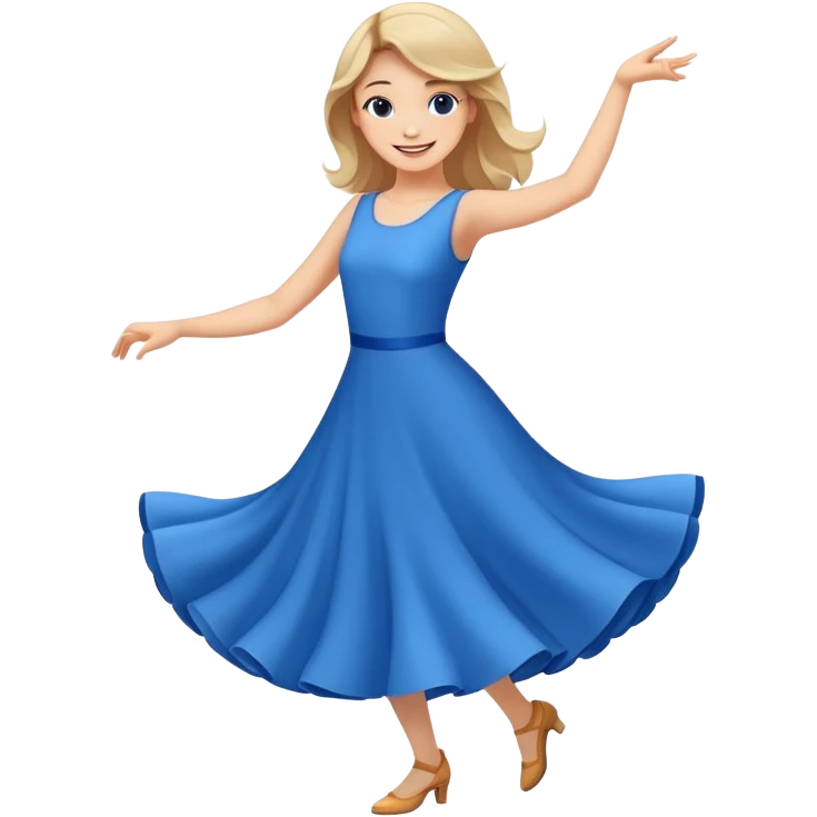 smiling girl in blue dresse dancing emoji