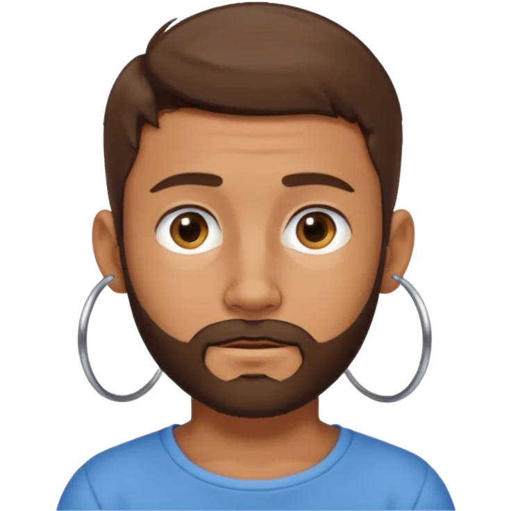 Boy with tanned skin, short brown hair, a sparse beard, and hoop earrings in his ears emoji