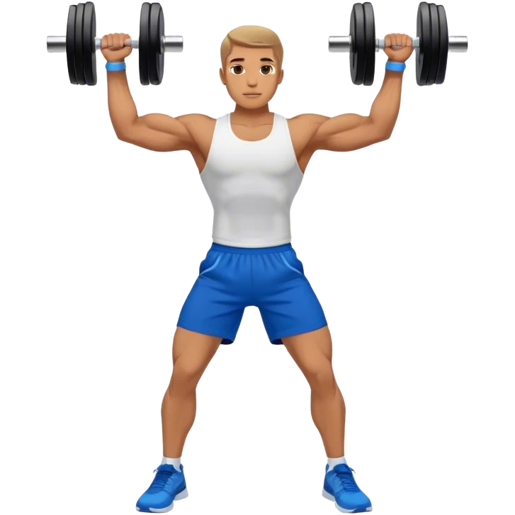 man with blue shorts doing dumbbell lateral-raise (T-pose) side-deltoid exercise emoji