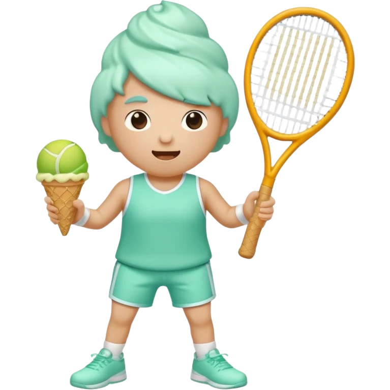 A Mint ice cream cone playing tennis  emoji