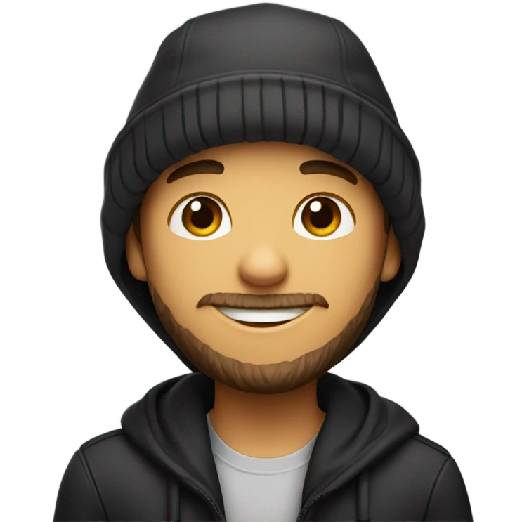 smiling boy in black and beardhat emoji