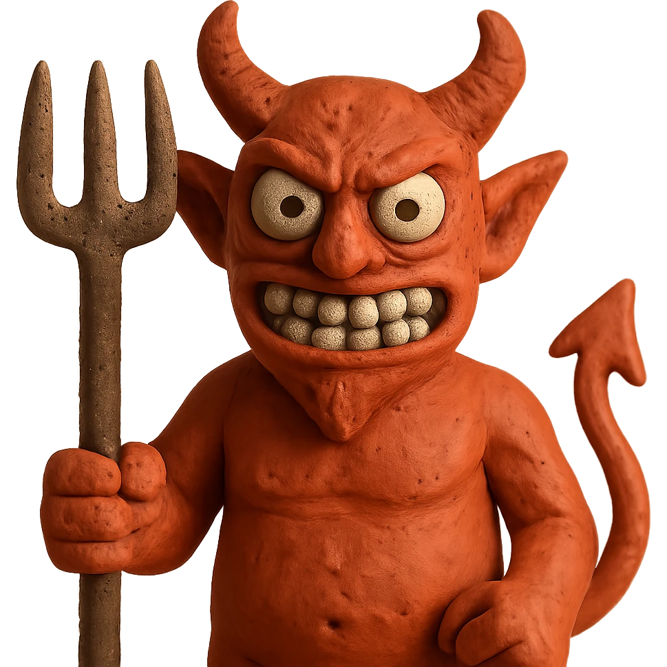 Belzebuth as a claymation demon with visible fingerprints emoji