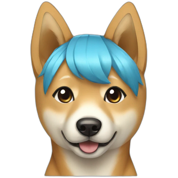 Shiba inu with blue hair girl emoji