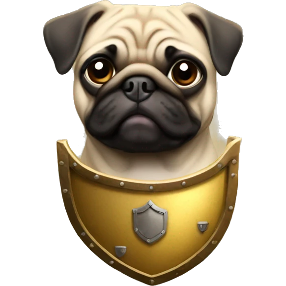pug with a shield emoji