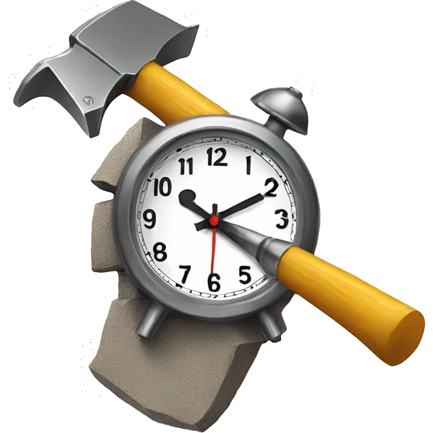 Clock getting smashed with a hammer emoji