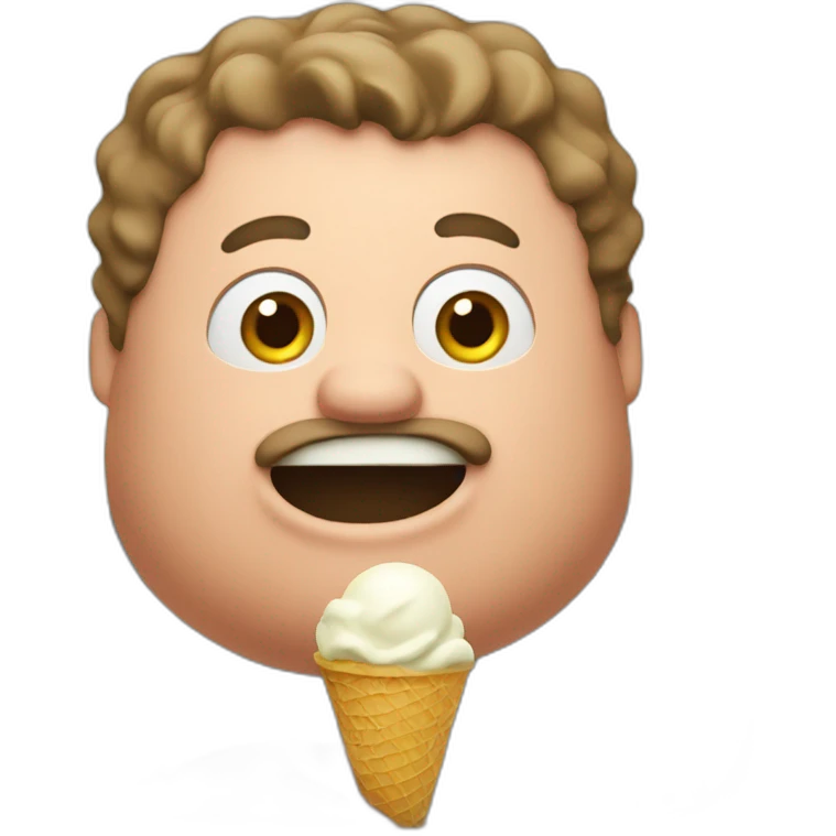 fat man eats ice cream emoji