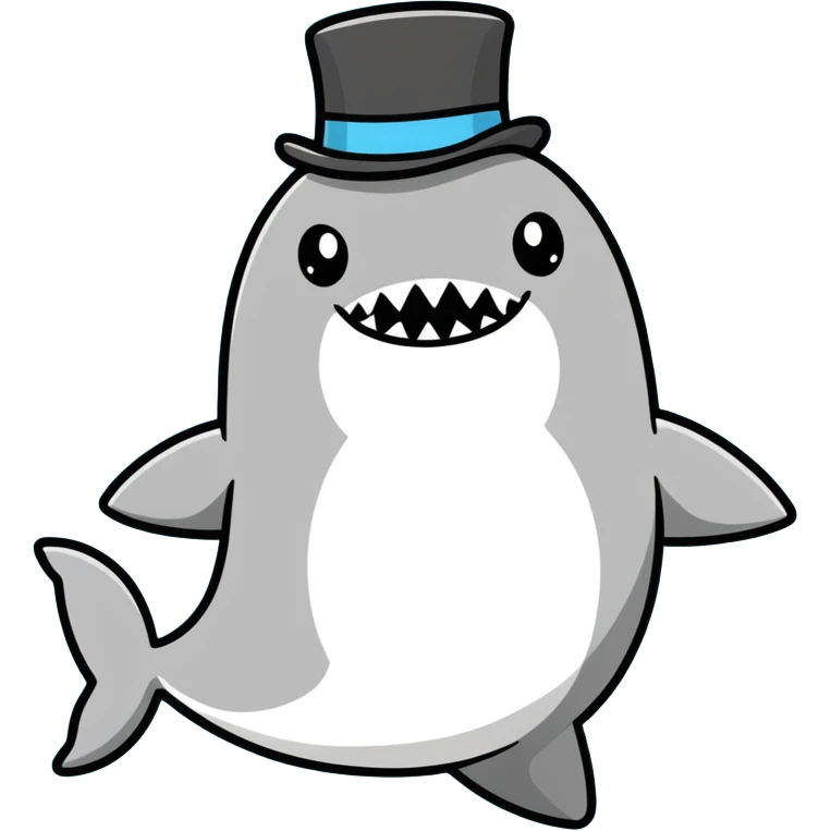 Shark with a top hat emoji