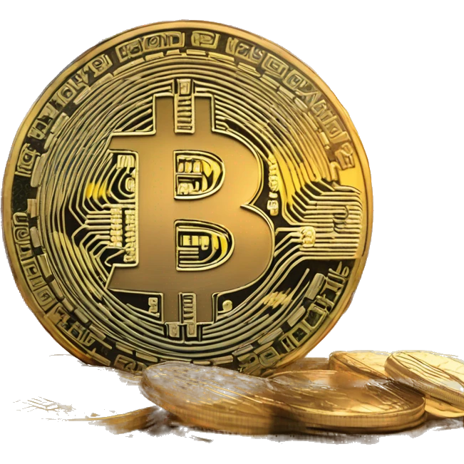 Bitcoin coin and the stock Exchange behind  emoji