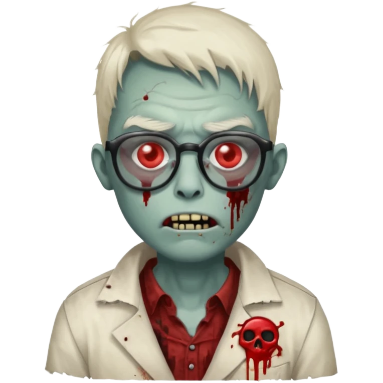 Zombie with big glasses more visible glasses, some difference between zombie and glasses, half body emoji