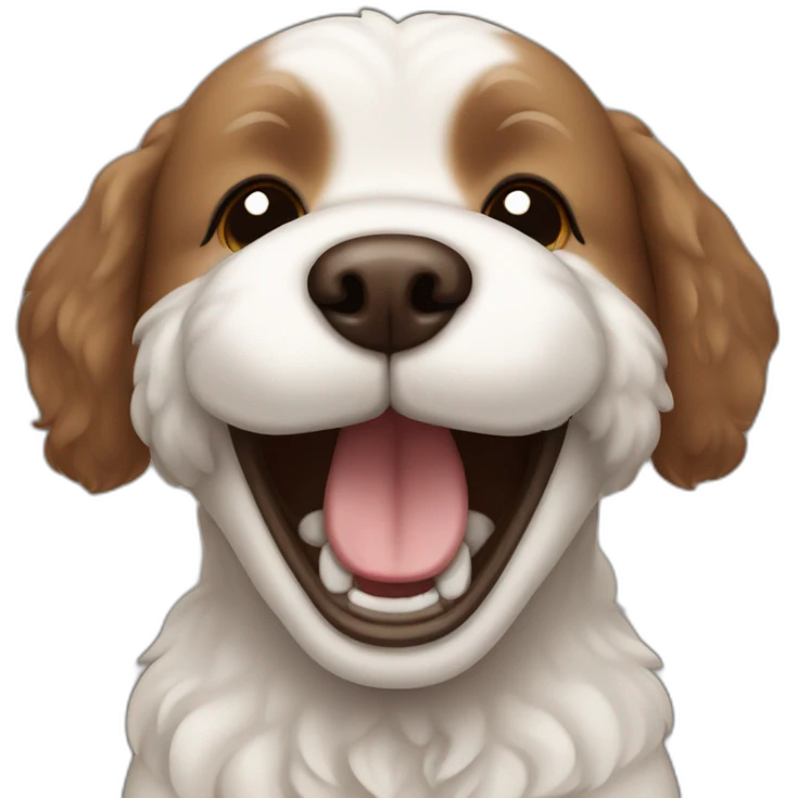 brown dog bichon laughing emoji