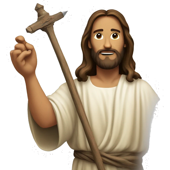 Jesus holding a giant nail  emoji