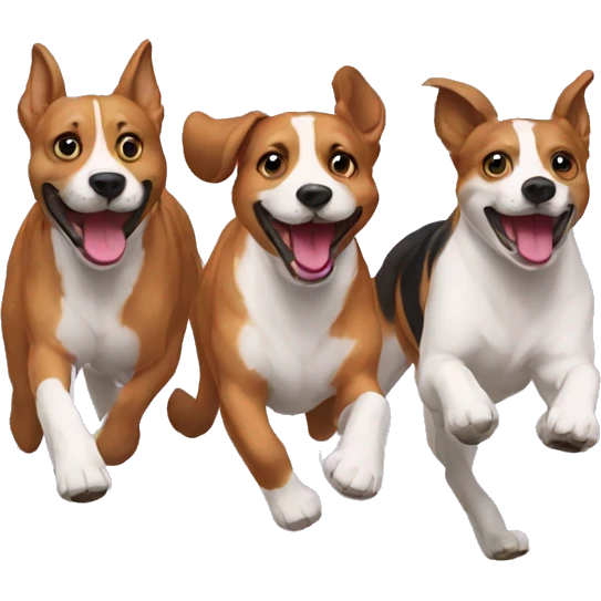3 dogs  running together emoji