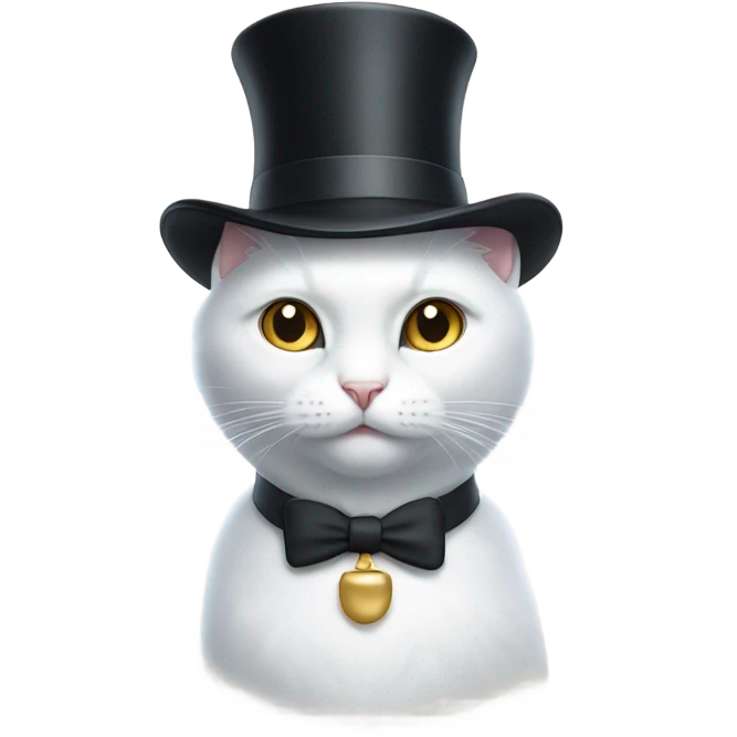 White cat wearing a white top hat  emoji