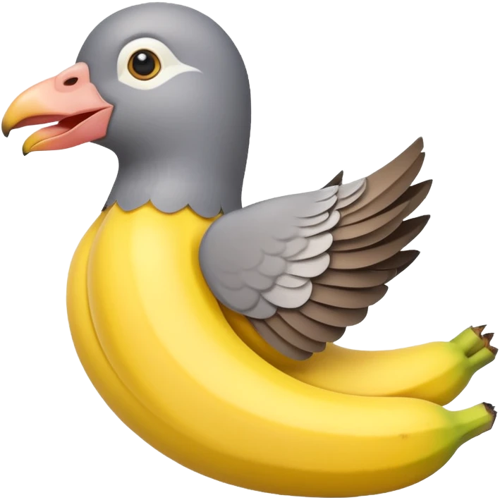 A banana in pigeon's beak emoji