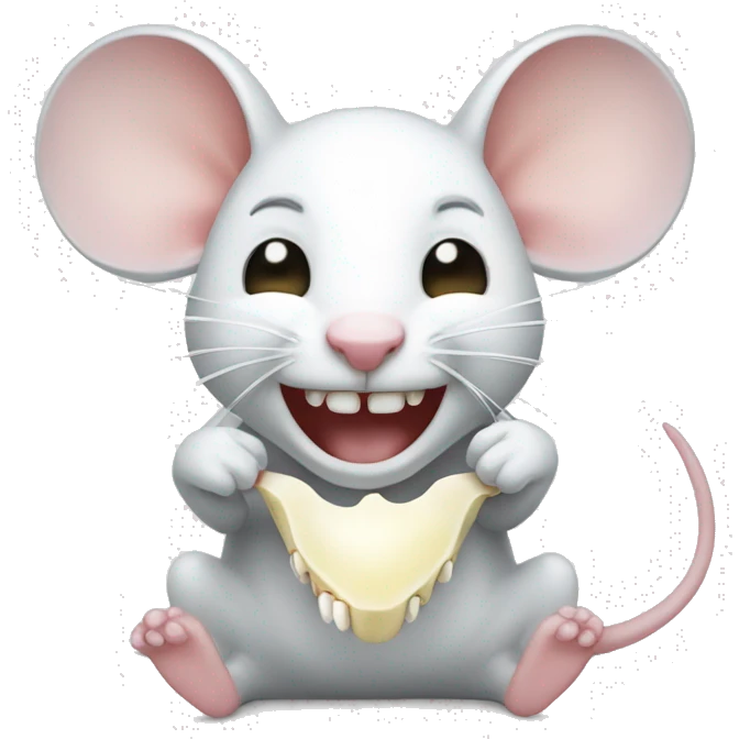 white mouse holding a tooth emoji