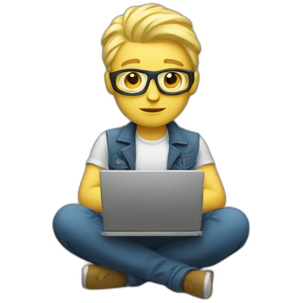 Blond developer with an laptop emoji