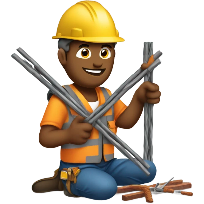 Ironworkers tying rebar emoji