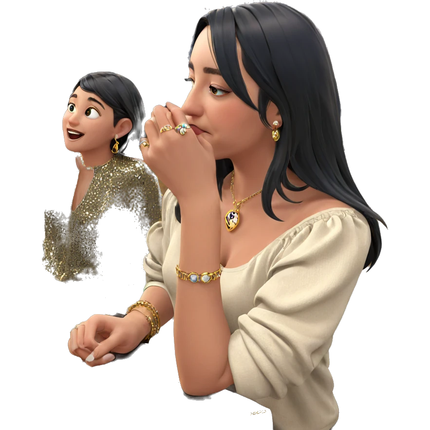 girl with jewelry in city emoji