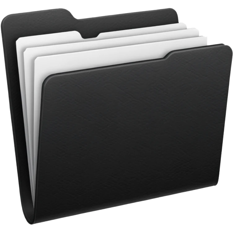folder with black papers, no eyes or face emoji