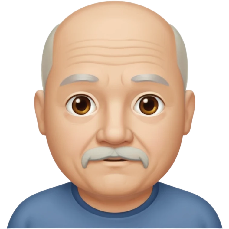 75, goatee, bald, grey side hair, chubby emoji