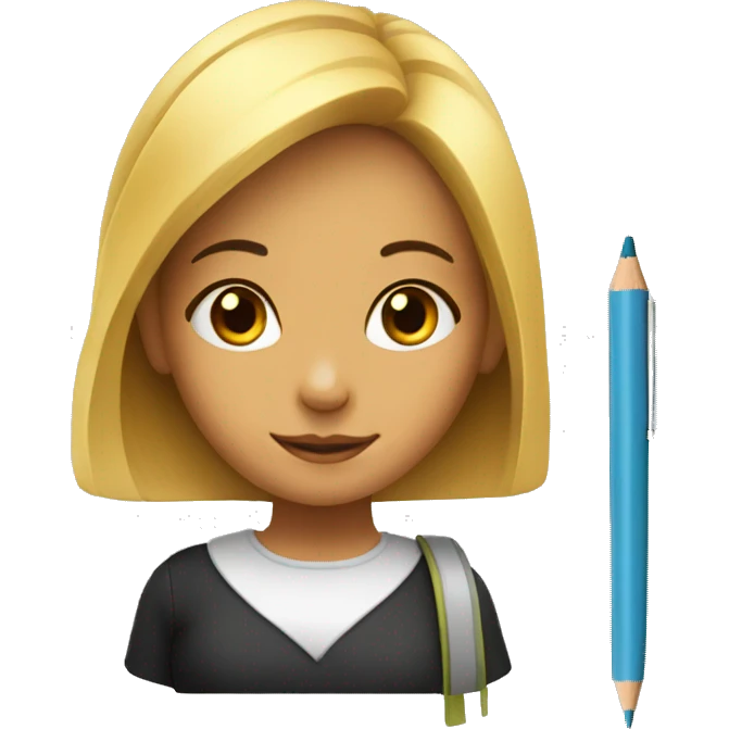 Girl with pen pencil book emoji