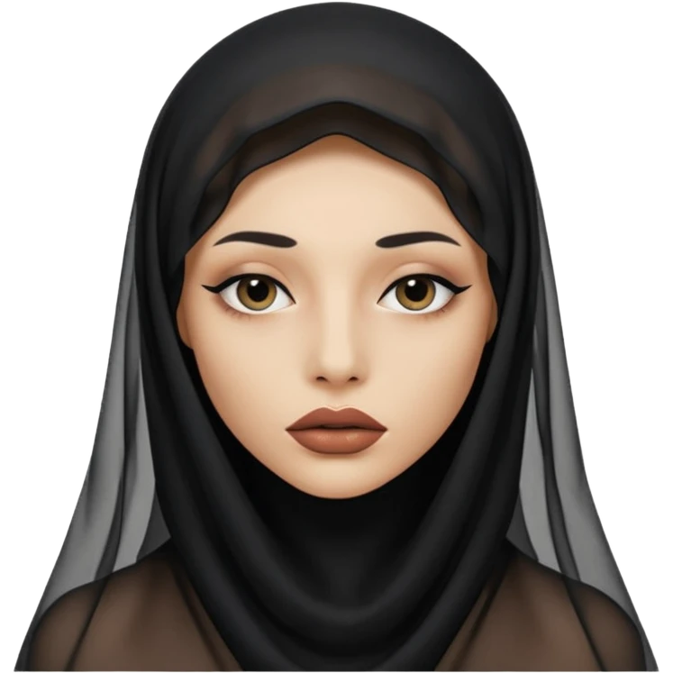 Face hidden under sheer black veil, lips and eyes barely visible emoji