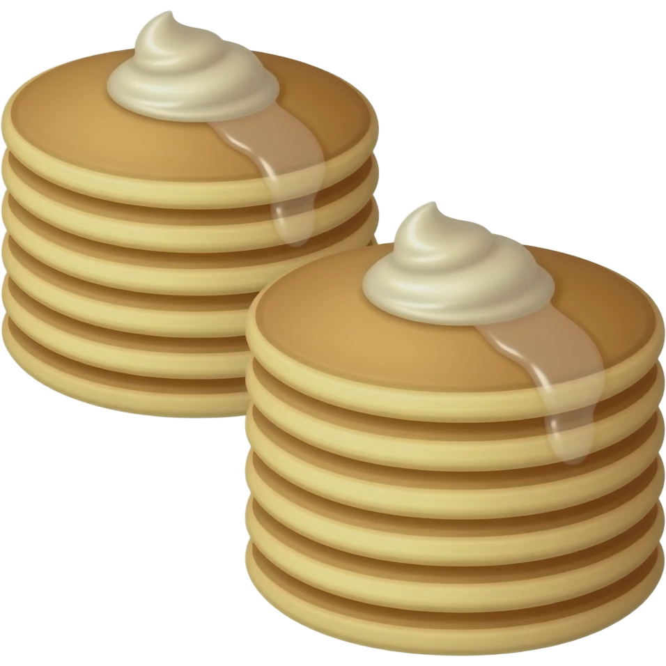 Two stacks of pancakes with drizzled cream on top emoji