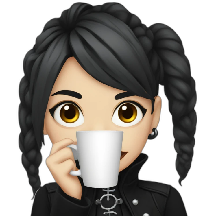goth girl drinking coffee emoji