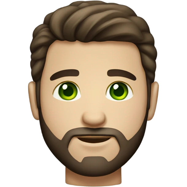 handsome brunette man with beard and green eyes light skin emoji