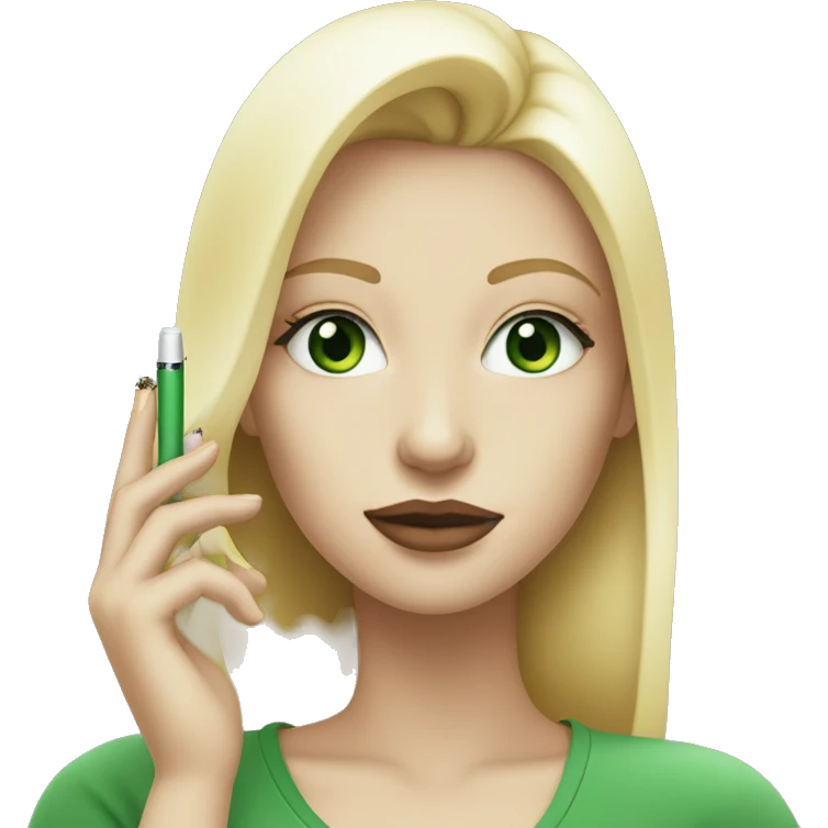 blonde girl with green eyes smoking iqos  emoji
